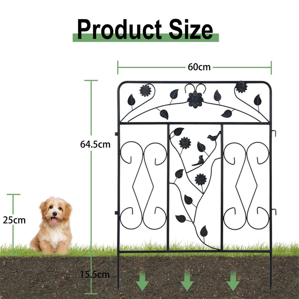Garden Fence 5 Panels Metal Wrought Iron Railings Decorative Fencing — alternate product view 8