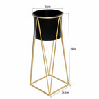 Metal Planter Stand With Plant Pot Flower Pot — Black Pot + Golden stand / Large — product view