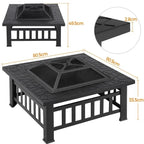 Large Fire Pit BBQ Outdoor Iron Grill Square Garden Table Patio Log Burner Stove — alternate product view 7