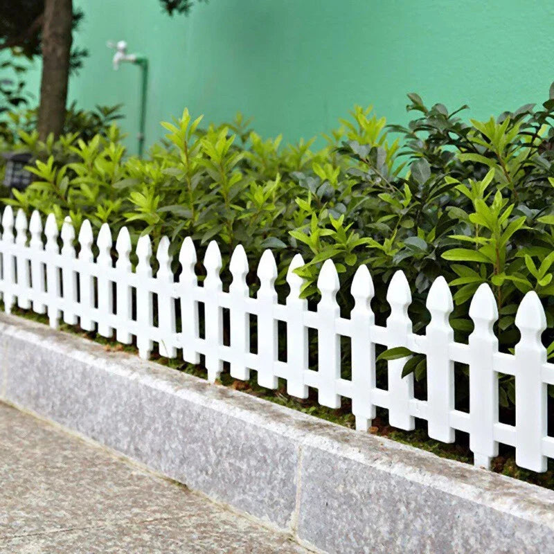 4,8,12 PCS White Plastic Picket Fencing Wooden Effect Lawn Border Edge Garden Edging — alternate product view 3