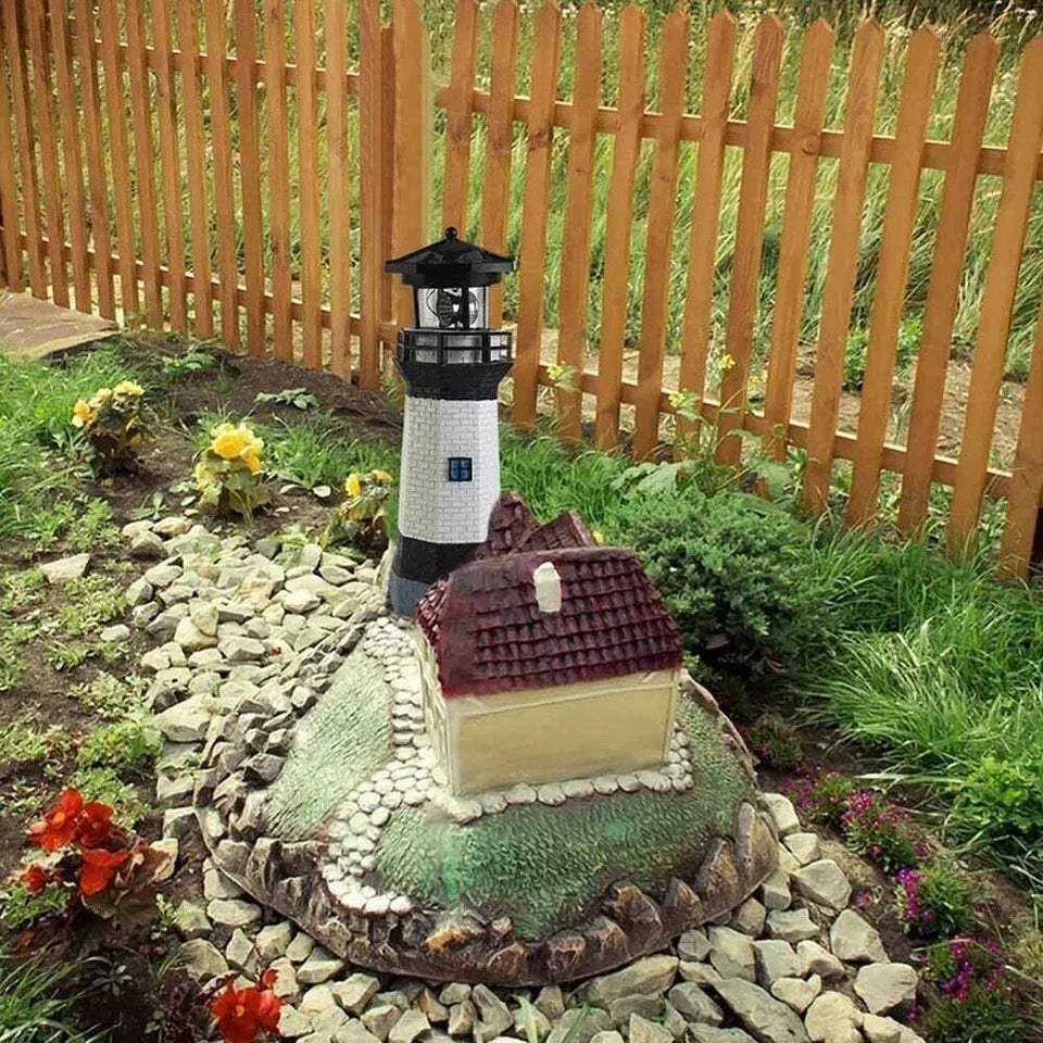 Solar Powered Lighthouse Rotating Led Garden Light House Decoration Ornament UK — alternate product view 5