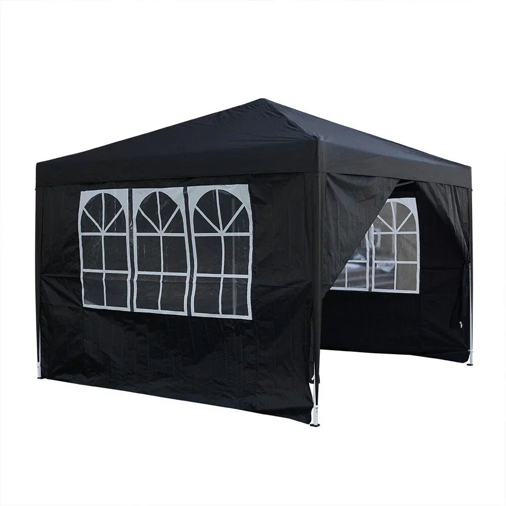 2.5x2.5m Pop Up Gazebo Marquee Outdoor Garden Party Tent Canopy with 4 Sides — Black — product view