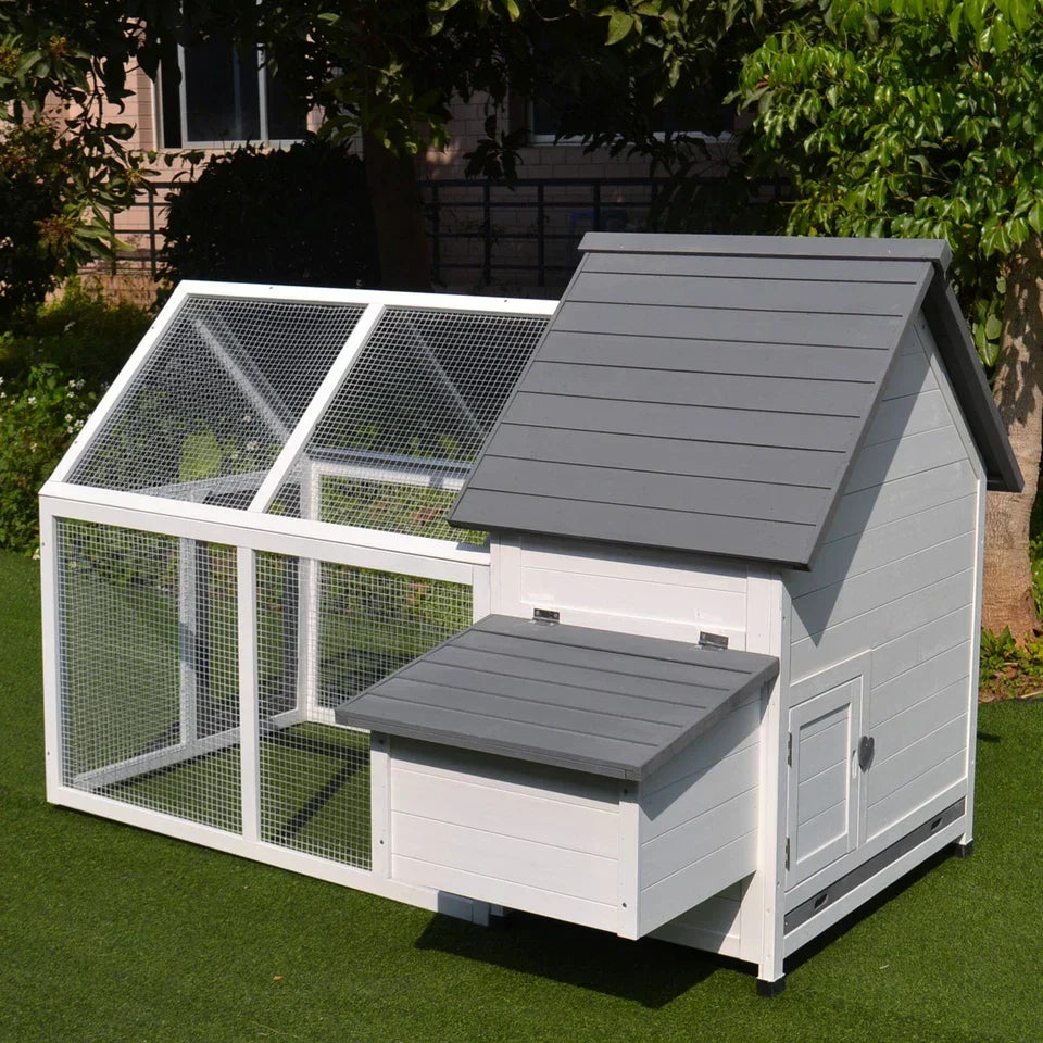 Wood Chicken Coop Pet Poultry Hen House Backyard with Nesting Box Ramp Run — alternate product view 3