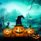 6ft Inflatable Halloween Large Pumpkin in Hat w/ Four Small Pumpkin LED — alternate product view 5
