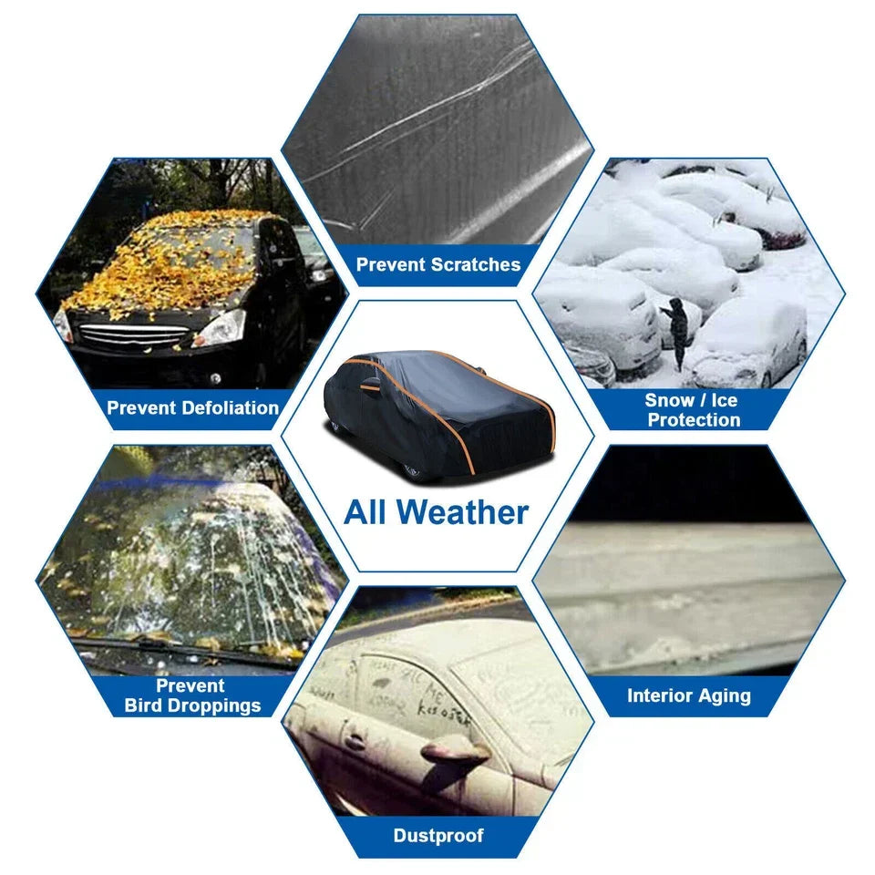 Waterproof 6 Layer Car Cover Heavy Duty Cotton Lined UV Protection — on a clean white background