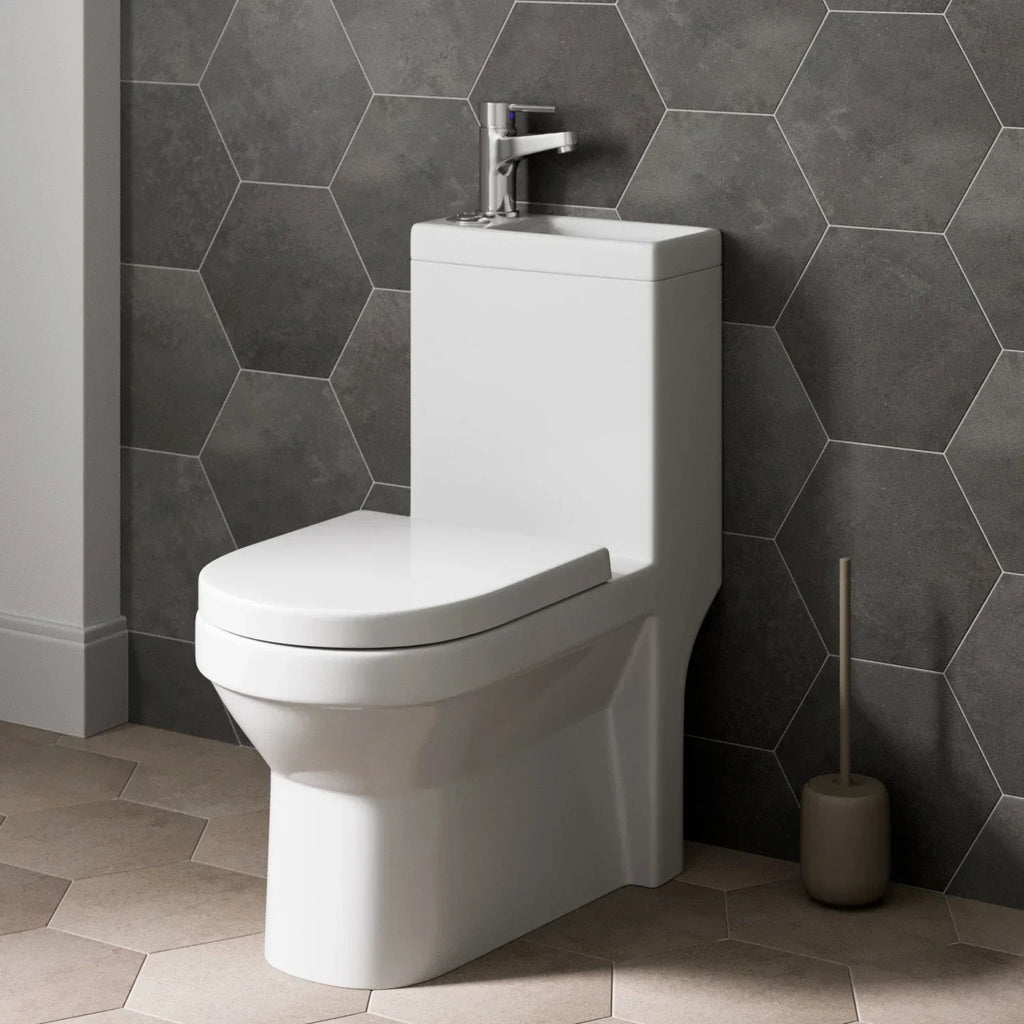 2 in 1 Close Coupled Toilet With Sink On Top Combo Space Saving Cloakroom Unit — alternate product view 2