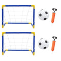 2 x Children's Football Soccer Goals, Ball, Pump Posts & Nets Indoor Outdoor Set — on a clean white background