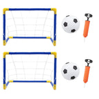 2 x Children's Football Soccer Goals, Ball, Pump Posts & Nets Indoor Outdoor Set — on a clean white background