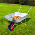 65L Wheelbarrow Heavy Duty Galvanised Home Garden Metal Cart with Pneumatic Tyre — alternate product view 2