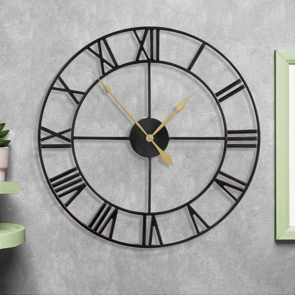80CM Large Wall Clock 30 Inches Oversized Modern Round Black Metal — alternate product view 2