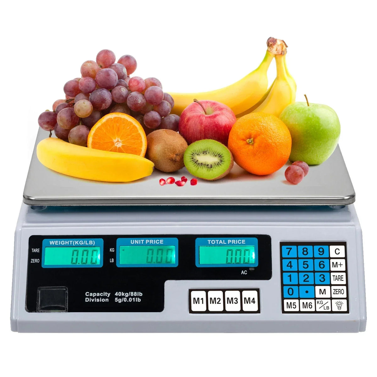 40Kg Digital Pricing Scale Electronic Price Computing Weight Shop Market UK Plug — on a clean white background