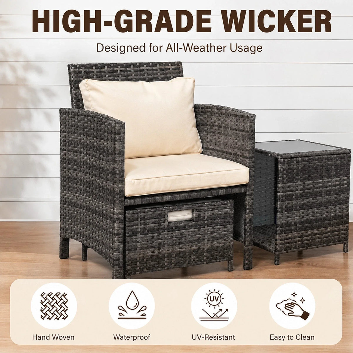 5 Piece Rattan Garden Furniture Patio Sofa Chairs Table Outdoor Conservatory Set — alternate product view 7