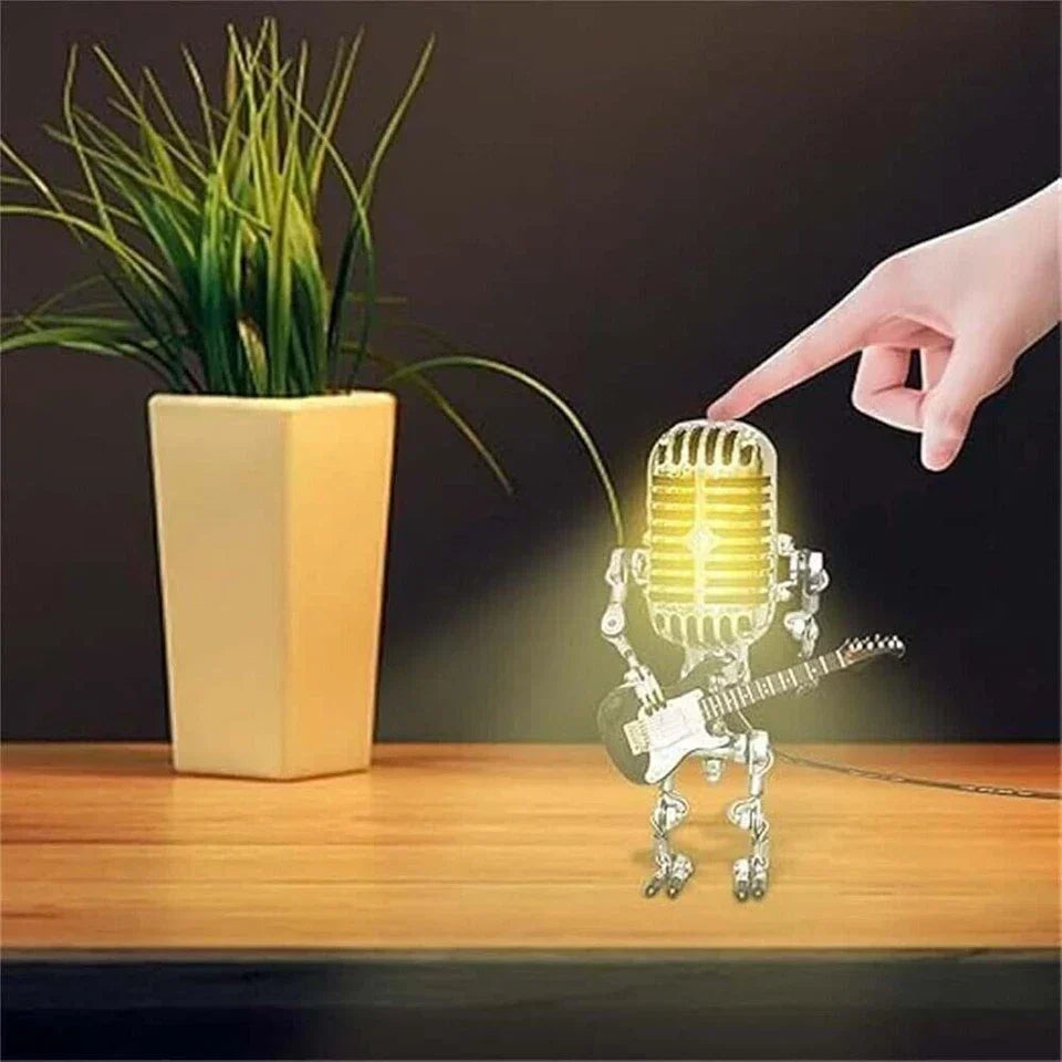 Retro Microphone Robot Desk Lamp LED Table Light Steampunk Ornament Decor Gifts — alternate product view 9
