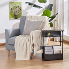 Vintage Narrow Side Table with Storage Shelf, 3 Tier Slim End Table Modern Sofa — alternate product view 3