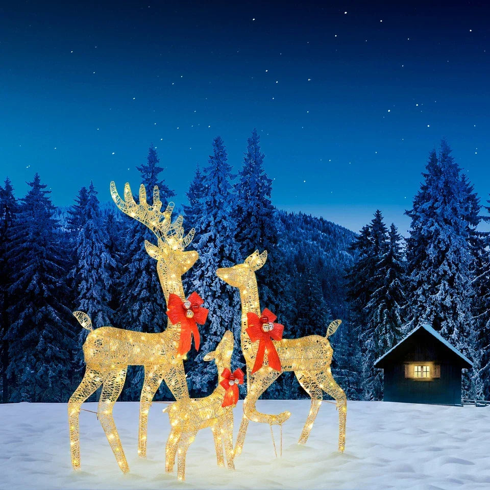 Set of 3 Pre lit Reindeer Deer Family LED Lights Outdoor Garden Xmas Decoration — alternate product view 3