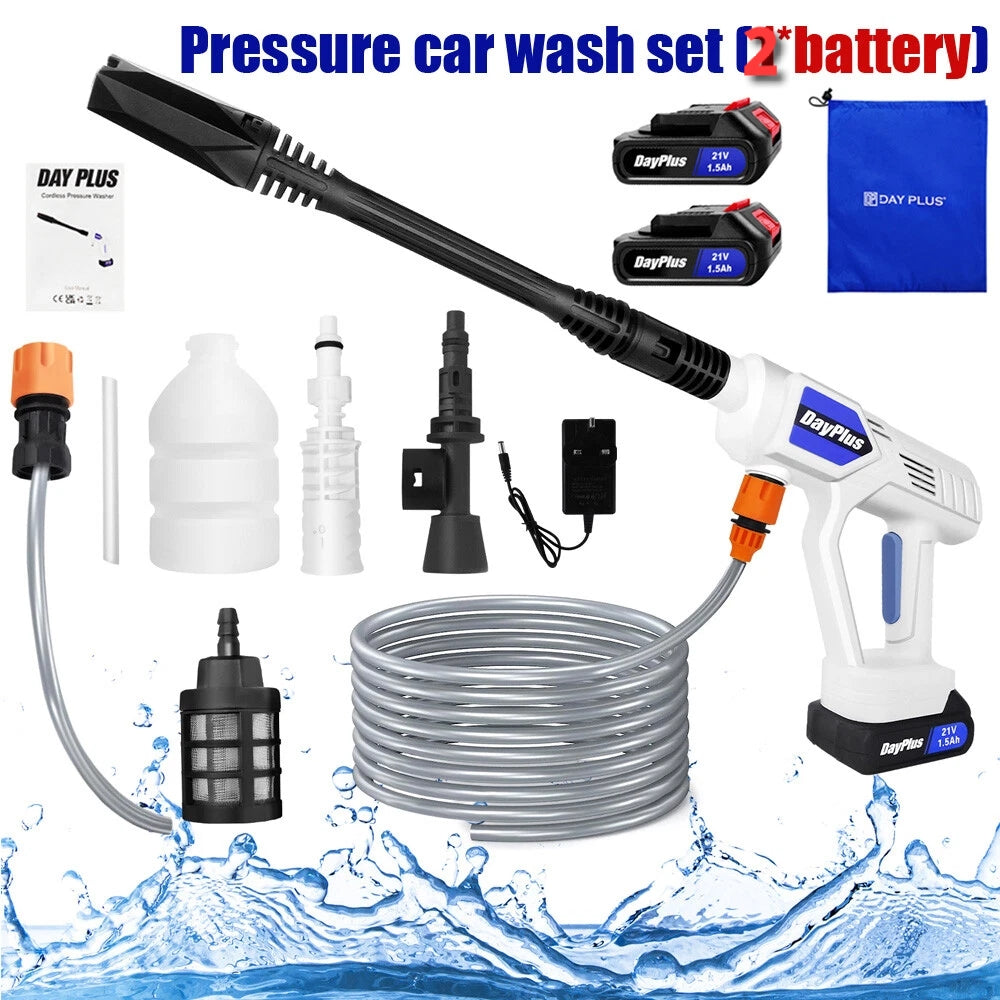 Portable Cordless Car High Pressure Washer Jet Water Wash Cleaner Gun — Pressure Car wash set (2*battery) — product view