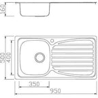 Stainless Steel Single Bowl Inset Kitchen Sink Left Hand Modern Drainer Wastes — alternate product view 4