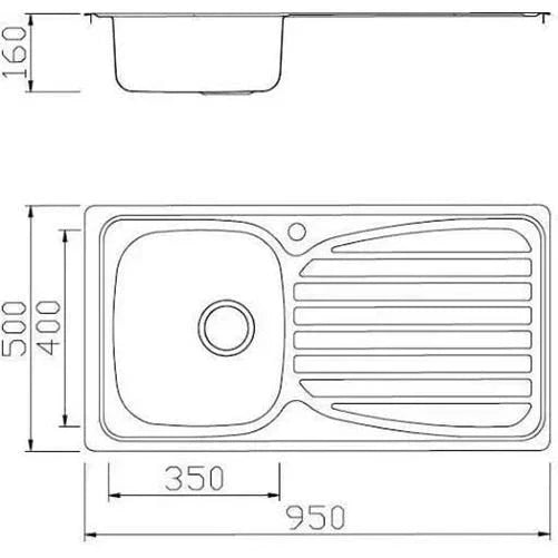 Stainless Steel Single Bowl Inset Kitchen Sink Left Hand Modern Drainer Wastes — alternate product view 4