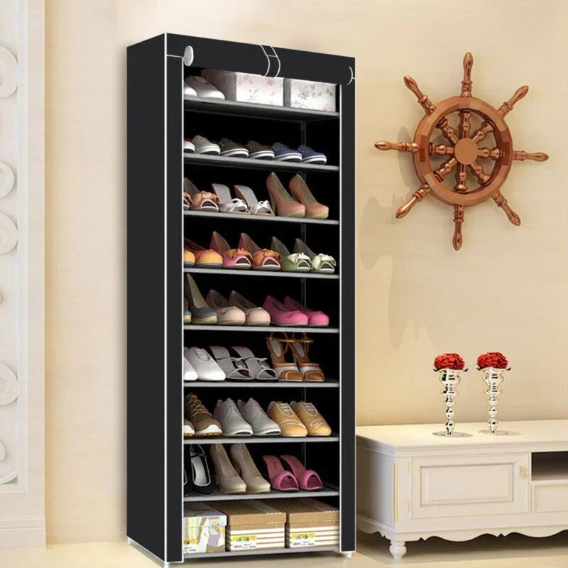 10 Tier Cabinet Storage Organiser Shoe Rack Stand Holds 27 Pairs Dustproof — alternate product view 4