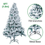 5/6FT Snow Flocked Christmas Tree Bushy Branch Xmas Home Decoration In&Outdoor — 6ft + 300 lights — product view