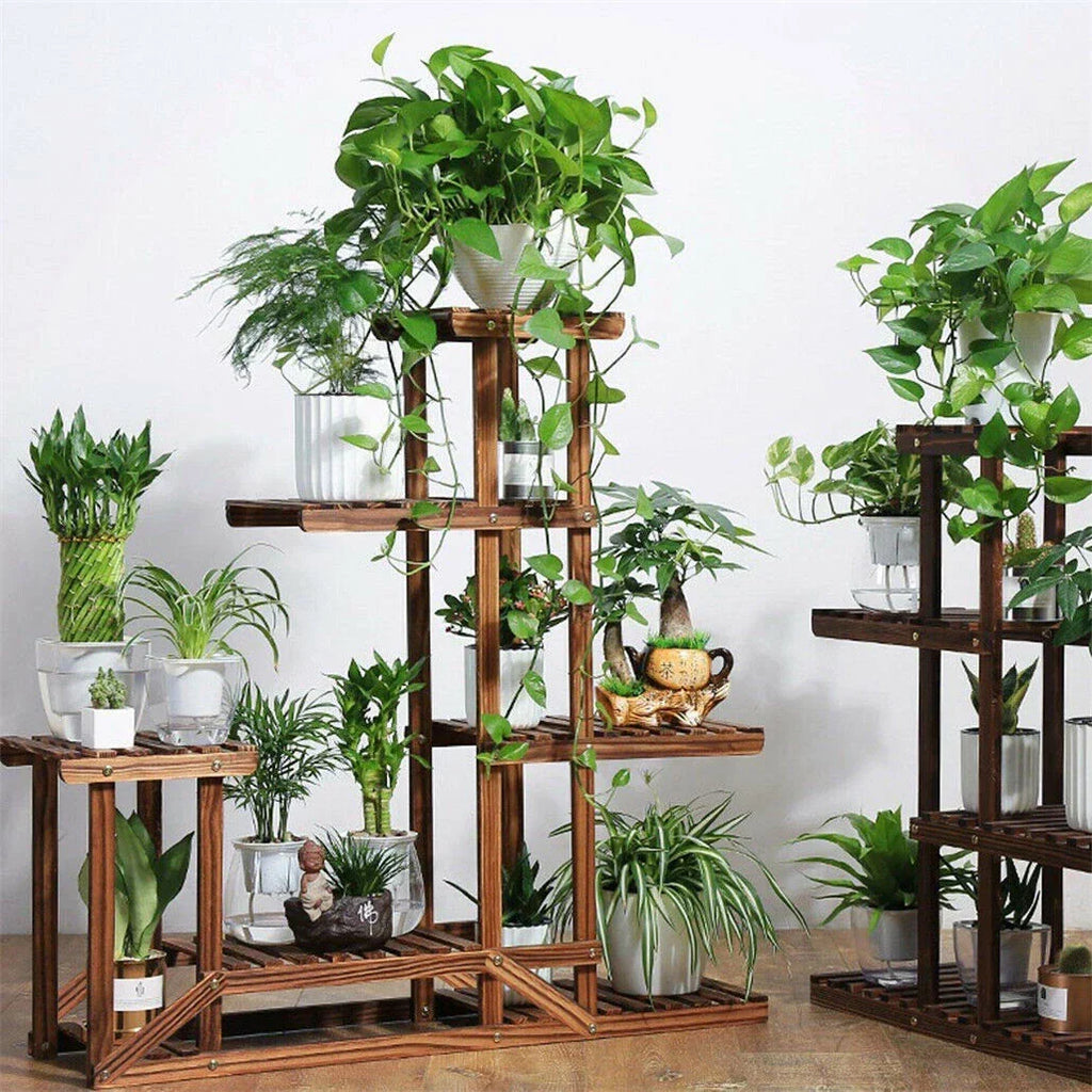Wood Flower Display Plant Stand 5 Tier Corner Shelf Storage Rack Indoor Outdoor — alternate product view 5
