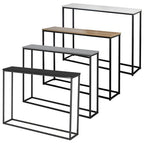 Wooden Free Standing Hallway Console Table Living Room Shelf Display Metal Legs — on a clean white background