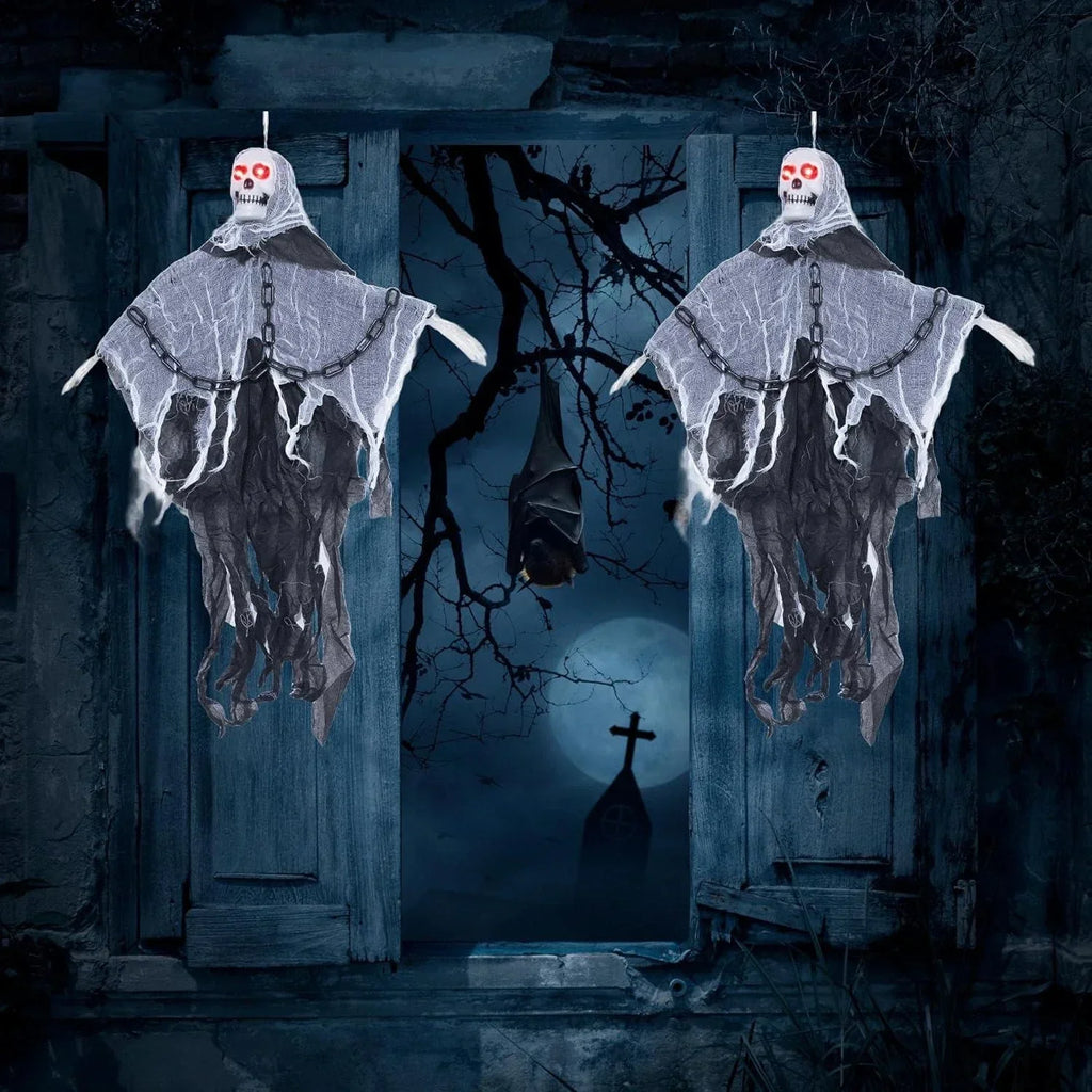 90cm LED Flashing Eyes Skeleton in Chain Sound Effect Halloween Hanging Decor — alternate product view 5