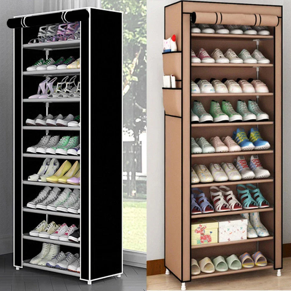 10 Tier Cabinet Storage Organiser Shoe Rack Stand Holds 27 Pairs Dustproof — alternate product view 2