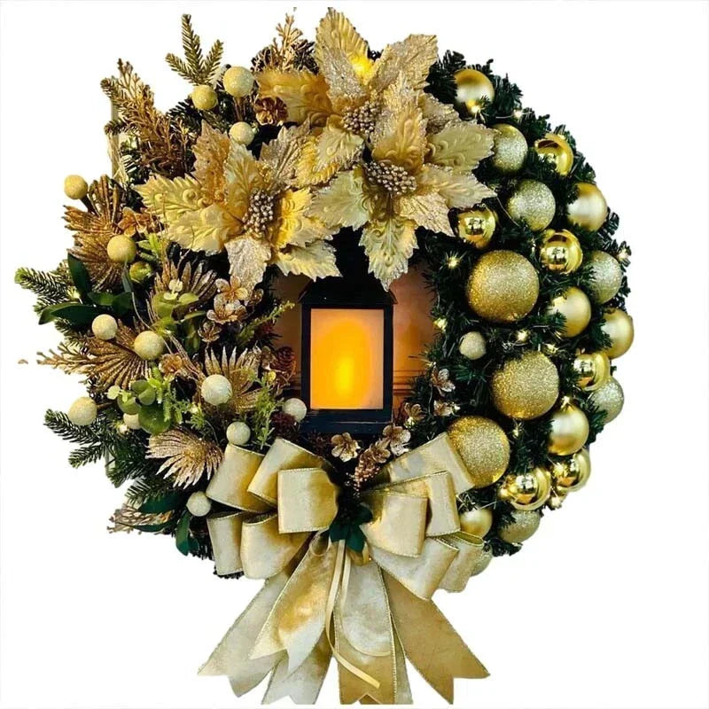 30cm Christmas Wreath Decor Artificial Bowknot Garland for Home Front Door Xmas — alternate product view 3