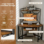 Corner Desk Space-Saving Computer Desk Home Office Study Writing Desk w/Shelves — alternate product view 3