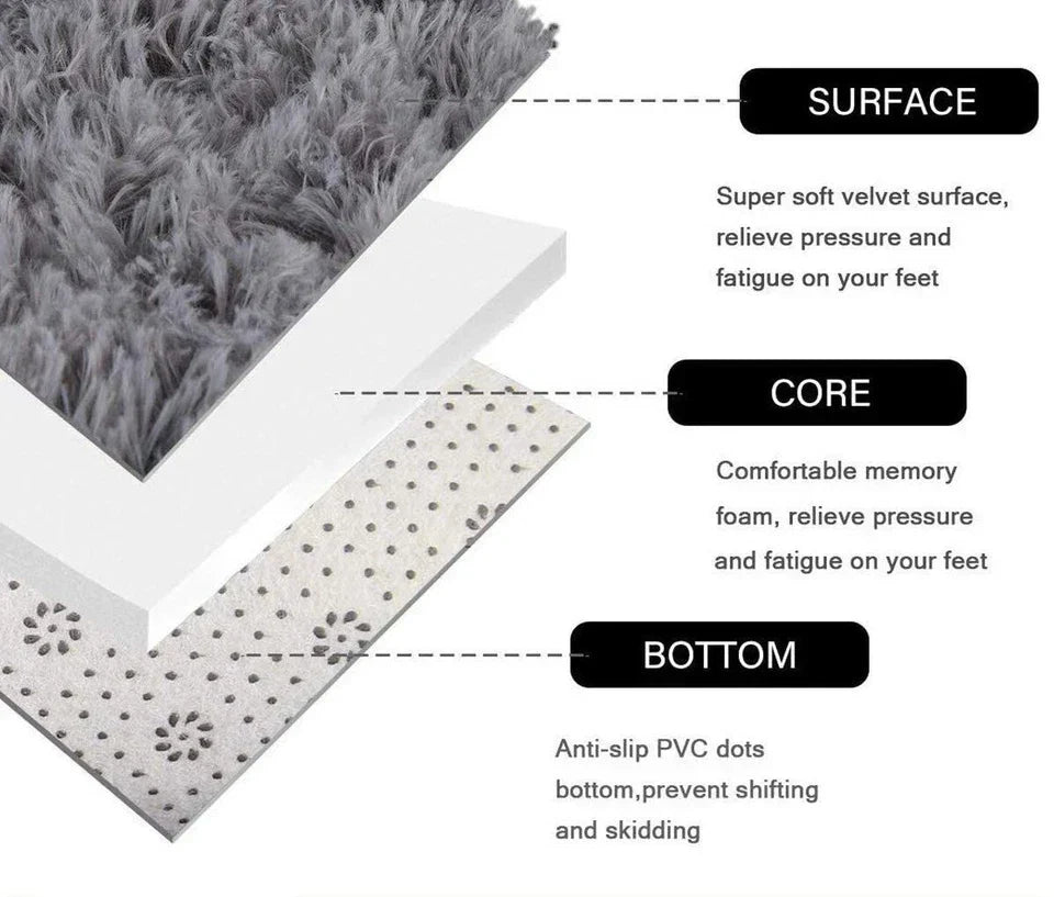 Cream Color Fluffy Large Rugs Anti-Slip Super Soft Carpet Mat Floor Living Room Bedroom Rug — alternate product view 7