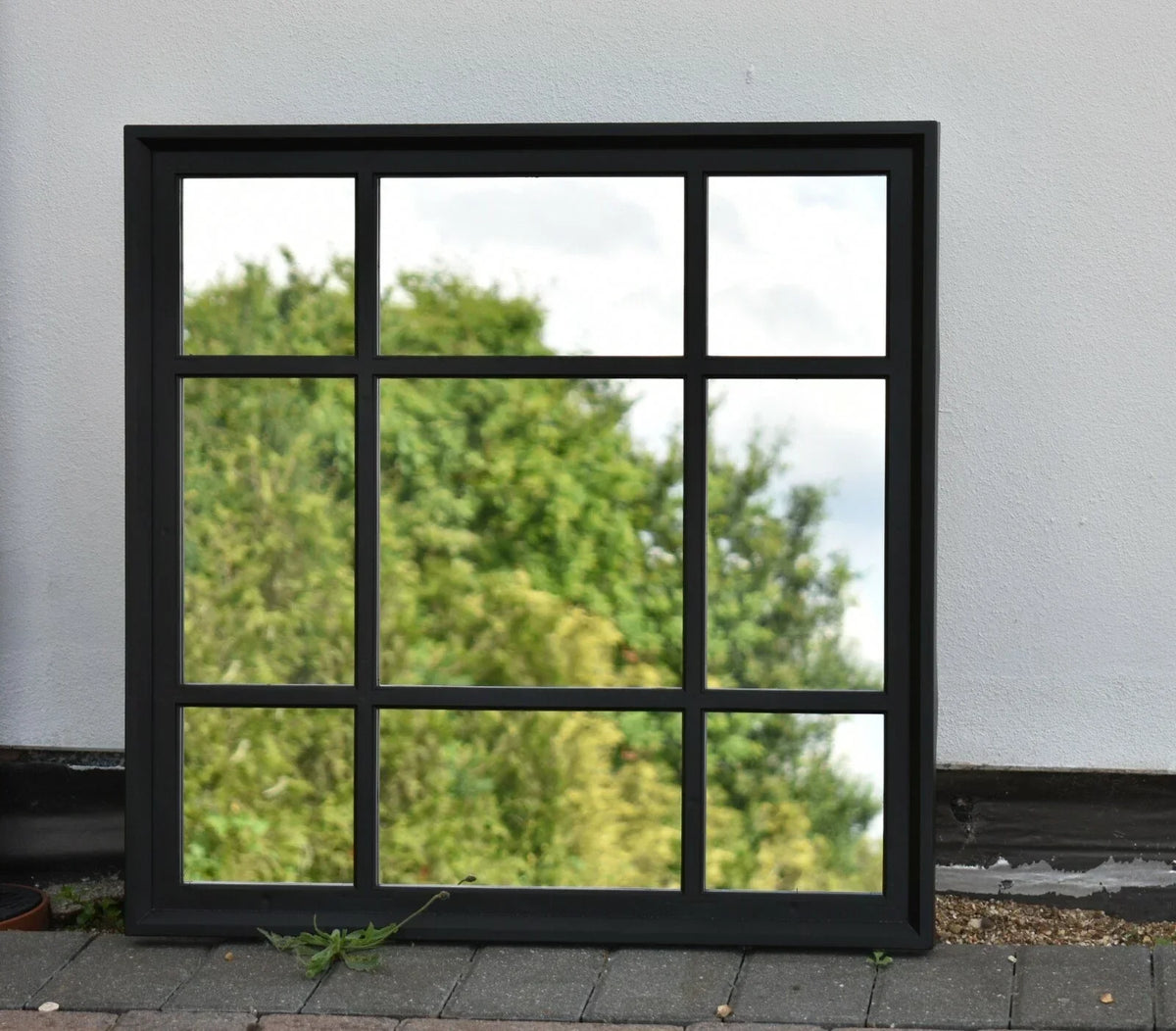 Black Enchanted Window Style Wall Mirror Mantel Hallway Square 61x61cm — main product view