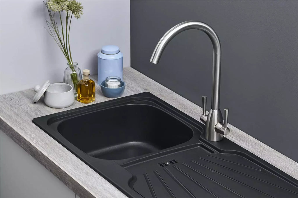 Kitchen Sink Single black 1.0 Bowl Reversible Inset With Waste Kit — alternate product view 4
