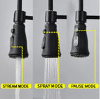 Matt Black Monobloc Kitchen Sink Mixer Tap with Pull Out Hose Spray Single Lever — alternate product view 8