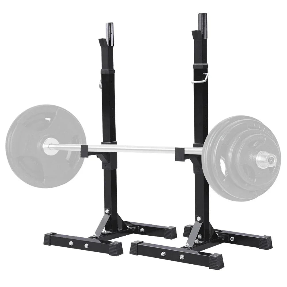 Squat Racks Barbell Rack Stand Adjustable Olympic Weight Bench Press Home Gym — on a clean white background