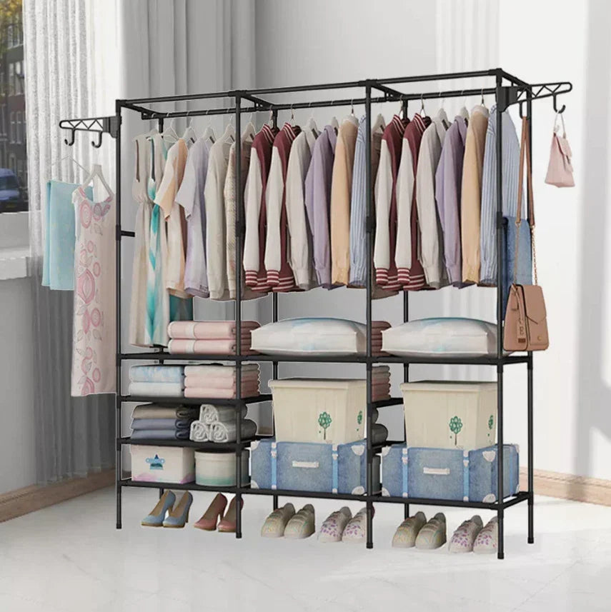 Clothes Rail Rack Garment Hanging Stand Shoe Storage Shelf Open Wardrobe — alternate product view 5