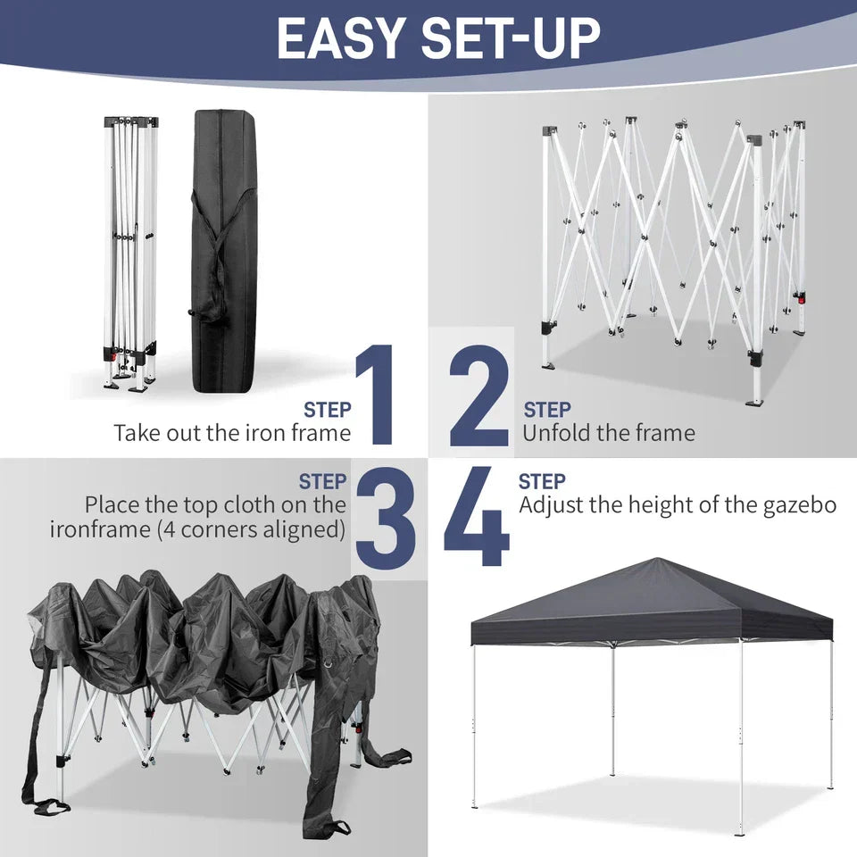 3X3M Heavy Duty Pop-up Gazebo Garden Canopy Tent W/ Detachable Mosquito Netting — alternate product view 6