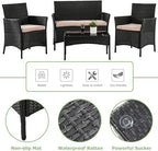 Outdoor Rattan Garden Furniture Sofa Set Patio Wicker Chairs Table 4Pieces — alternate product view 6