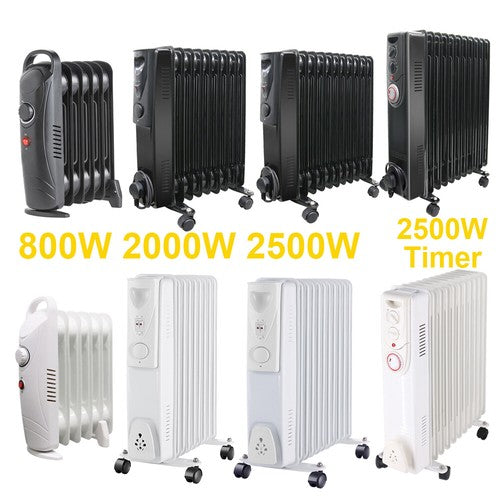 Oil Filled Radiator Portable Electric Heater Thermostat 6 7 9 11 Fin White Black — alternate product view 3