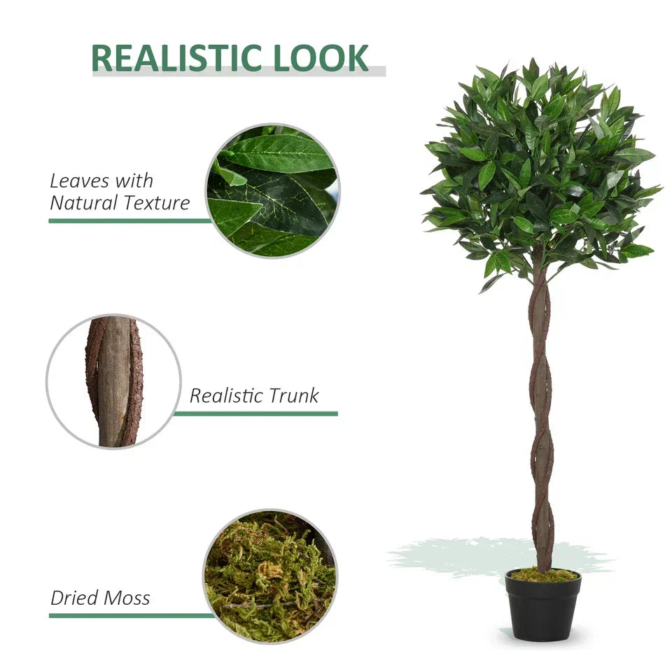 Set Of 2 120cm(4ft) Artificial Bay Laurel Topiary Trees w/ Pot Fake — alternate product view 7