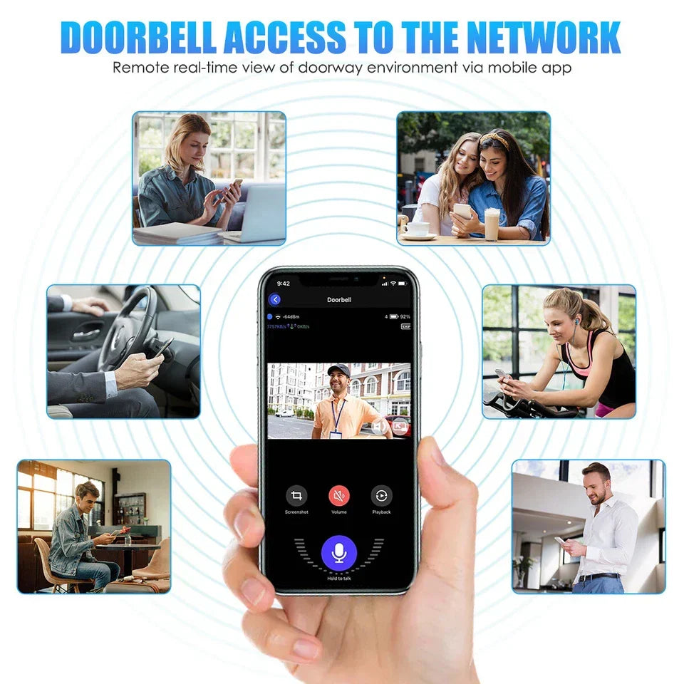 Wireless WiFi Smart Video Doorbell Phone Security Camera Door Ring Intercom Bell — alternate product view 6