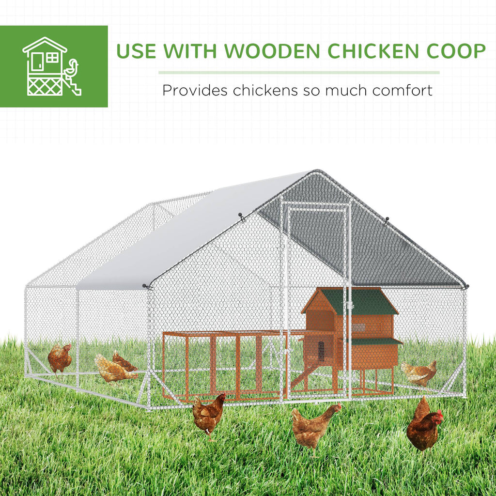 Walk In Chicken Run Galvanized Chicken Coop Hen House w/ Water-Resist Cover — alternate product view 6