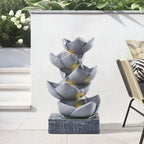 Water Feature Lotus Cascading Fountain With Solar LED Light Outdoor Garden Decor — alternate product view 4