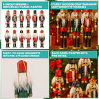 6 Pcs Nutcracker Soldiers Wooden Christmas Tree Decorations Xmas Hanging Decor — alternate product view 4