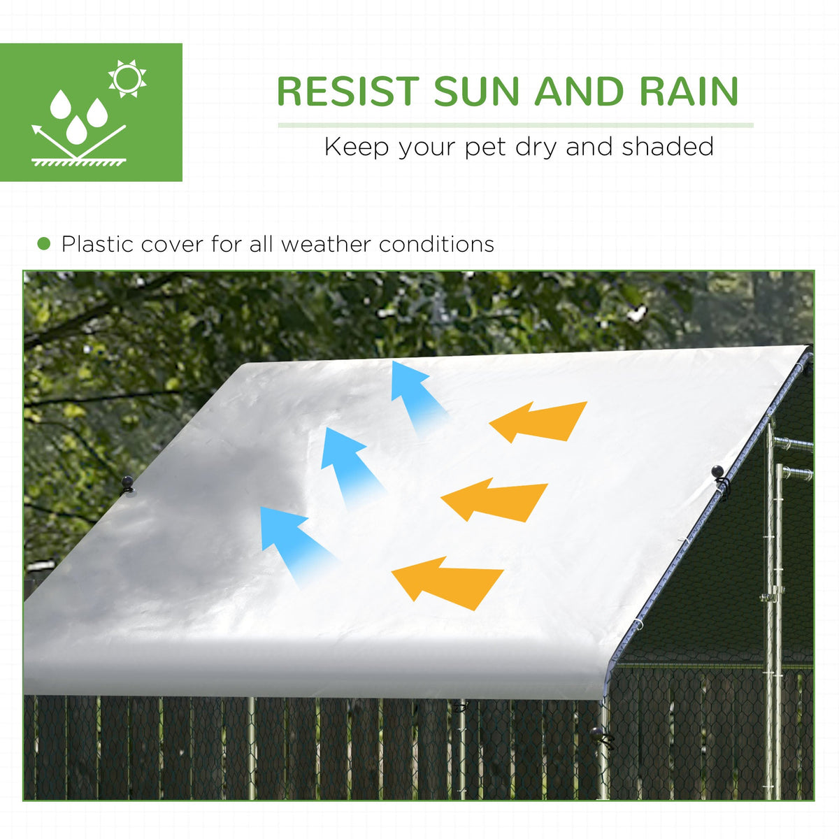 Walk In Chicken Run Galvanized Chicken Coop Hen House w/ Water-Resist Cover — alternate product view 11