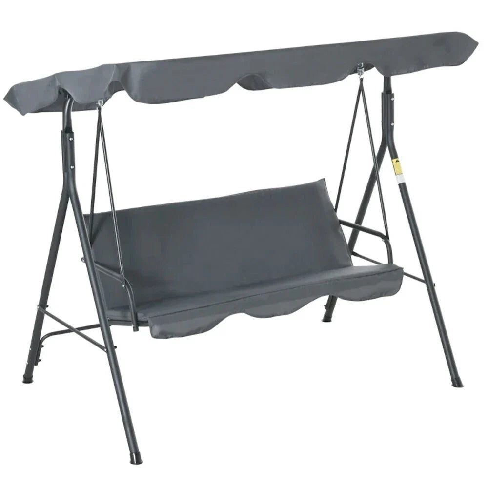 3 Seater Garden Swing Chair Seat Hammock Swinging Metal Terrace Canopy Bench — on a clean white background