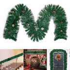 9ft Christmas Garland Snow Flocked With Lights Pinecones Berries Wreath Bushy — alternate product view 9
