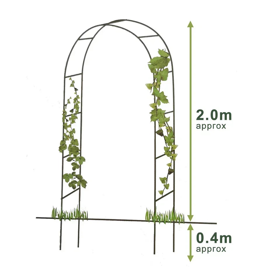 Large 2.4m Heavy Duty Metal Garden Arch Strong Rose Climbing Plants Support — on a clean white background