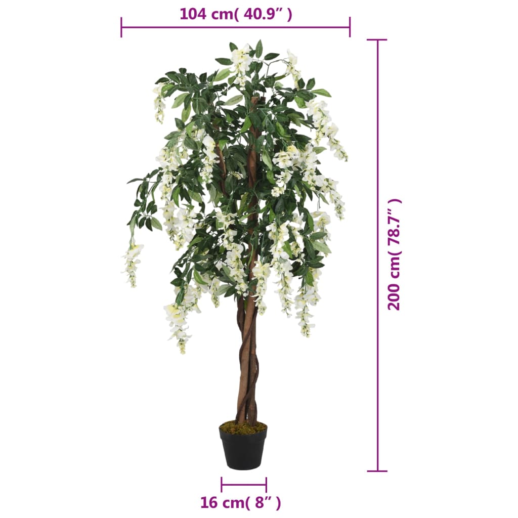 Artificial Wisteria Tree Artificial Plant 840 Leaves Green and White — 200 cm — product view