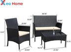 Outdoor Rattan Garden Furniture Sofa Set Patio Wicker Chairs Table 4Pieces — alternate product view 4